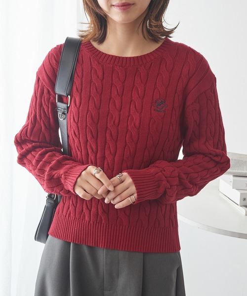 POLO BCS(ポロ ビーシーエス)の「【POLO BCS】ZOZO限定商品 ケーブル編み ワンポイントPOLO刺繍ニットプルオーバー(ニット/セーター・レディース・ネイビー/レッド/グレー/ブラック・L/M)」の22枚目の写真