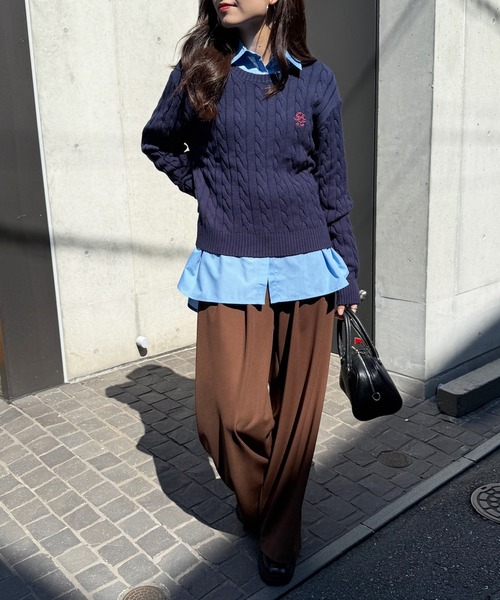 POLO BCS(ポロ ビーシーエス)の「【POLO BCS】ZOZO限定商品 ケーブル編み ワンポイントPOLO刺繍ニットプルオーバー(ニット/セーター・レディース・ネイビー/レッド/グレー/ブラック・L/M)」の21枚目の写真