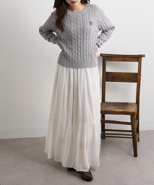 POLO BCS(ポロ ビーシーエス)の「【POLO BCS】ZOZO限定商品 ケーブル編み ワンポイントPOLO刺繍ニットプルオーバー(ニット/セーター・レディース・ネイビー/レッド/グレー/ブラック・L/M)」の16枚目の写真
