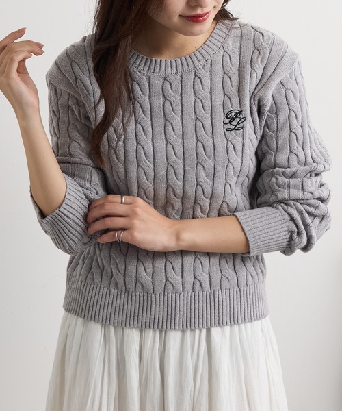 新品 POLO BCS ポロ 秋冬 イタリア糸 ケーブル編み ウールニット L 青 【I50361】 メンズ ミドルゲージ ニット セーター メランジ