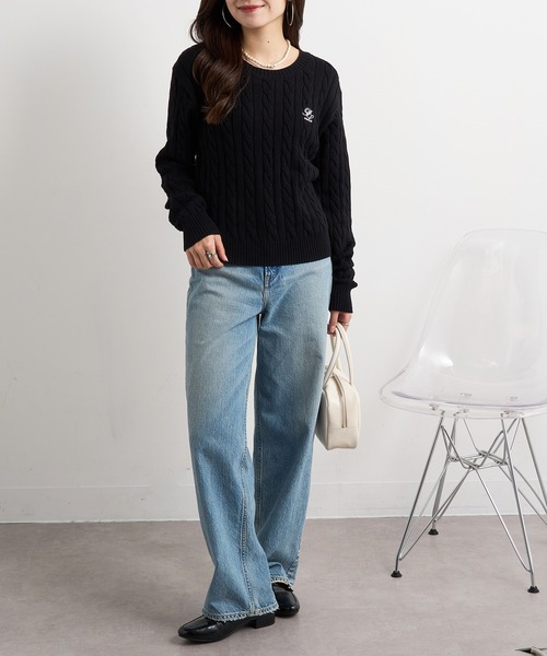POLO BCS(ポロ ビーシーエス)の「【POLO BCS】ZOZO限定商品 ケーブル編み ワンポイントPOLO刺繍ニットプルオーバー(ニット/セーター・レディース・ネイビー/レッド/グレー/ブラック・L/M)」の9枚目の写真