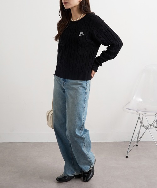POLO BCS(ポロ ビーシーエス)の「【POLO BCS】ZOZO限定商品 ケーブル編み ワンポイントPOLO刺繍ニットプルオーバー(ニット/セーター・レディース・ネイビー/レッド/グレー/ブラック・L/M)」の10枚目の写真