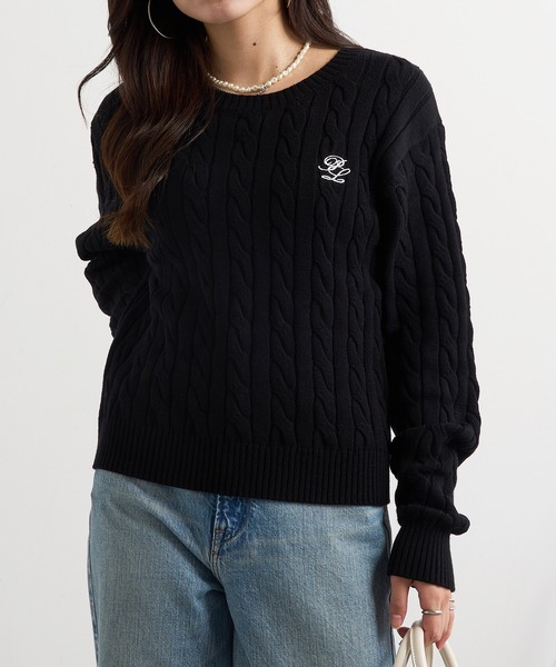 POLO BCS(ポロ ビーシーエス)の「【POLO BCS】ZOZO限定商品 ケーブル編み ワンポイントPOLO刺繍ニットプルオーバー(ニット/セーター・レディース・ネイビー/レッド/グレー/ブラック・L/M)」の7枚目の写真
