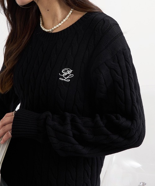 POLO BCS(ポロ ビーシーエス)の「【POLO BCS】ZOZO限定商品 ケーブル編み ワンポイントPOLO刺繍ニットプルオーバー(ニット/セーター・レディース・ネイビー/レッド/グレー/ブラック・L/M)」の5枚目の写真