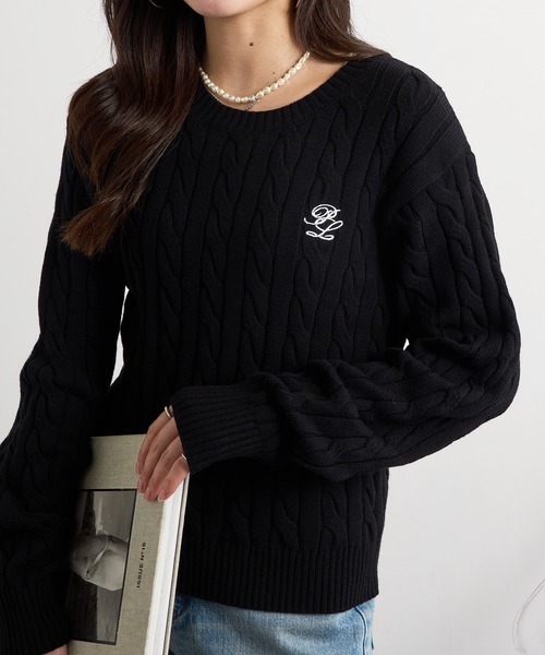 POLO BCS(ポロ ビーシーエス)の「【POLO BCS】ZOZO限定商品 ケーブル編み ワンポイントPOLO刺繍ニットプルオーバー(ニット/セーター・レディース・ネイビー/レッド/グレー/ブラック・L/M)」の8枚目の写真