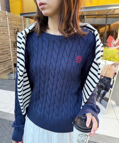 セール】【POLO BCS】ZOZO限定商品 ケーブル編み ワンポイントPOLO刺繍