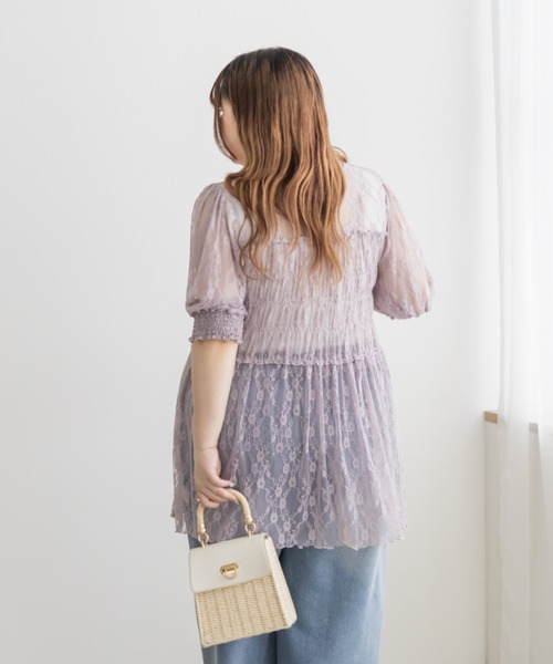 CLETTE(クレット)の「CLETTEオリジナルクロスフラワーレースシャーリングブラウス(シャツ/ブラウス・レディース・ブルー/ブラック/アイボリー/ラベンダー・4L/3L/LL)」の20枚目の写真