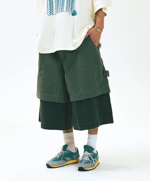 ANGLAN(アングラン)の「ANGLAN(アングラン)Layered Fatigue Half Pants(その他パンツ・メンズ・ブラック/カーキ・FREE)」の1枚目の写真