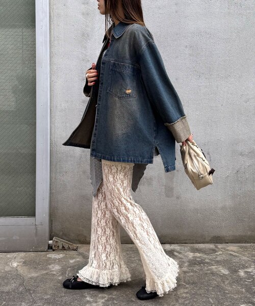 CIAOPANIC(チャオパニック)の「オーバーダイデニムBIGシャツジャケット(シャツ/ブラウス・レディース・ブラウン/ブルー・ONE SIZE)」の15枚目の写真