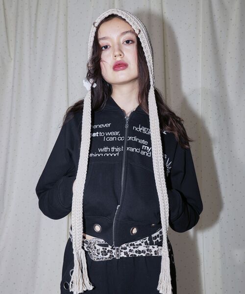 SEQUENZ（シークエンズ）の「＊新色追加【sqnz（エスキュンズ）】sqnz eyelet fit zip pk / レディース ジップパーカー フーディ ハトメ スタッズ ダフルジップ 裏起毛 ≪SET UP着用可能≫（パーカー・レディース・その他1/グレー/ブラック/ピンク/ライトグレー・FREE）」の11枚目の写真