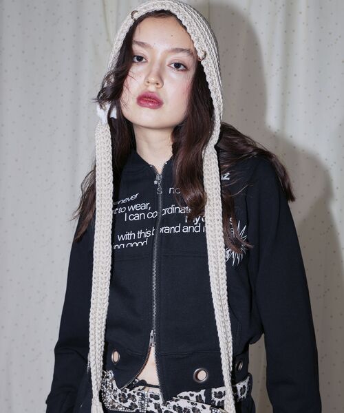 SEQUENZ（シークエンズ）の「＊新色追加【sqnz（エスキュンズ）】sqnz eyelet fit zip pk / レディース ジップパーカー フーディ ハトメ スタッズ ダフルジップ 裏起毛 ≪SET UP着用可能≫（パーカー・レディース・その他1/グレー/ブラック/ピンク/ライトグレー・FREE）」の13枚目の写真