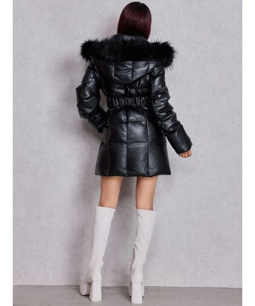 GYDA（ジェイダ）の「GDベルト付きフェイクレザーロングダウンコート