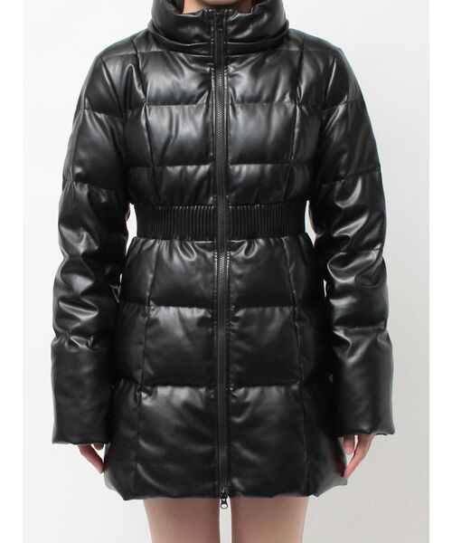 GYDA(ジェイダ)の「GDベルト付きフェイクレザーロングダウンコート(ダウンジャケット/コート・レディース・ブラック・SMALL/MEDIUM)」の6枚目の写真