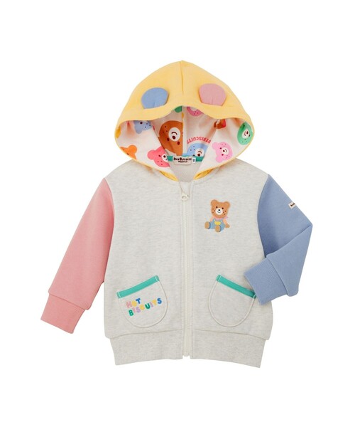 HOT BISCUITS（ホットビスケッツ）の「マルチカラー 裏毛パイル くまみみパーカー（パーカー・キッズ・ホワイト/グレー・80ｃｍ/90cm/100cm/120cm/110cm）」の6枚目の写真