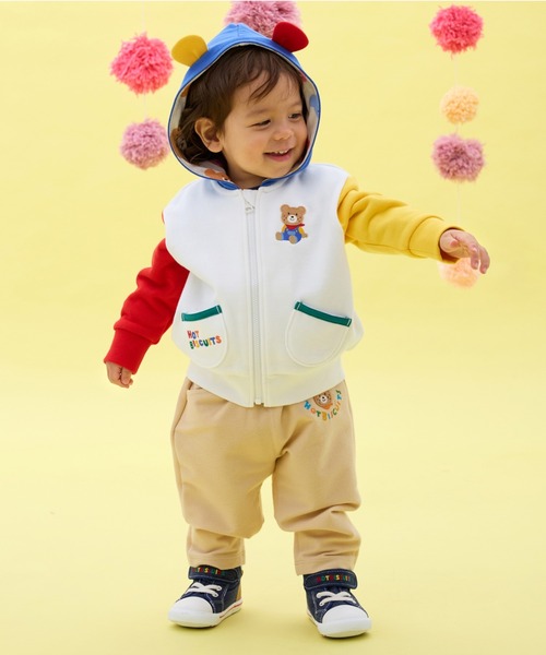 HOT BISCUITS（ホットビスケッツ）の「マルチカラー 裏毛パイル くまみみパーカー（パーカー・キッズ・ホワイト/グレー・80ｃｍ/90cm/100cm/120cm/110cm）」の3枚目の写真