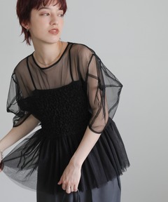 フロッキードットシアートップス（Tシャツ/カットソー）｜J1U by LA