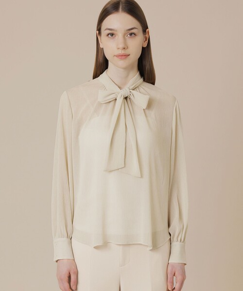 MACKINTOSH LONDON（マッキントッシュ ロンドン）の「ポリエステルクレープブラウス（シャツ/ブラウス・レディース・ホワイト系その他/ブラック・38/40）」の5枚目の写真