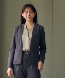 洗える】【裏地ストライプ】ウォッシャブルテーラードジャケット