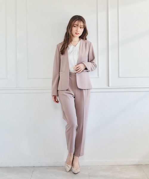 12Twelve Agenda(トゥエルブ アジェンダ)の「ウォッシャブルハイストレッチジョーゼットカラーレスジャケット(ノーカラージャケット・レディース・ベージュ/チャコールグレー/ネイビー・M/S)」の18枚目の写真