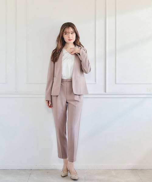 12Twelve Agenda(トゥエルブ アジェンダ)の「ウォッシャブルハイストレッチジョーゼットカラーレスジャケット(ノーカラージャケット・レディース・ベージュ/チャコールグレー/ネイビー・M/S)」の20枚目の写真