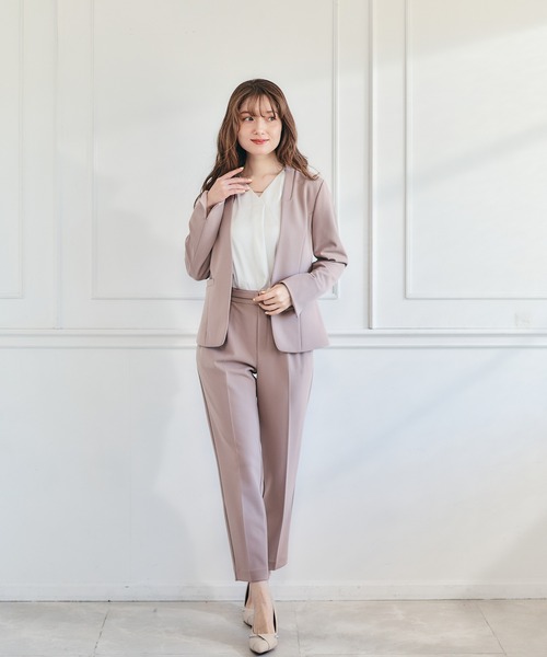 12Twelve Agenda(トゥエルブ アジェンダ)の「ウォッシャブルハイストレッチジョーゼットカラーレスジャケット(ノーカラージャケット・レディース・ベージュ/チャコールグレー/ネイビー・M/S)」の21枚目の写真