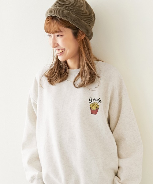 devirock(デビロック)の「大人 デビラボ プリント 裏起毛トレーナー(スウェット・レディース・ブルー系1/ピンク系1/グレー系1/ブラック系1/ベージュ系2/ベージュ系1/グリーン系1/ブルー系2/ベージュ系3/レッド系1・M/L/LL)」の3枚目の写真