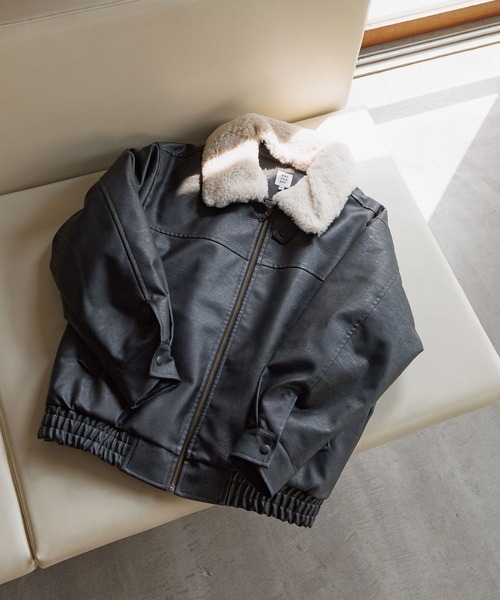 つけ襟＊エコレザーブルゾン/AND YUA ANY/576758（ブルゾン