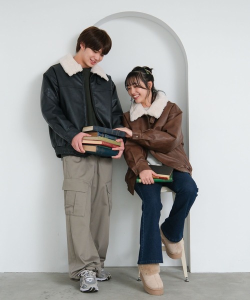 セール】つけ襟＊エコレザーブルゾン/AND YUA ANY/576758（ブルゾン