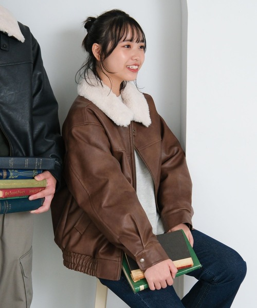 セール】つけ襟＊エコレザーブルゾン/AND YUA ANY/576758（ブルゾン