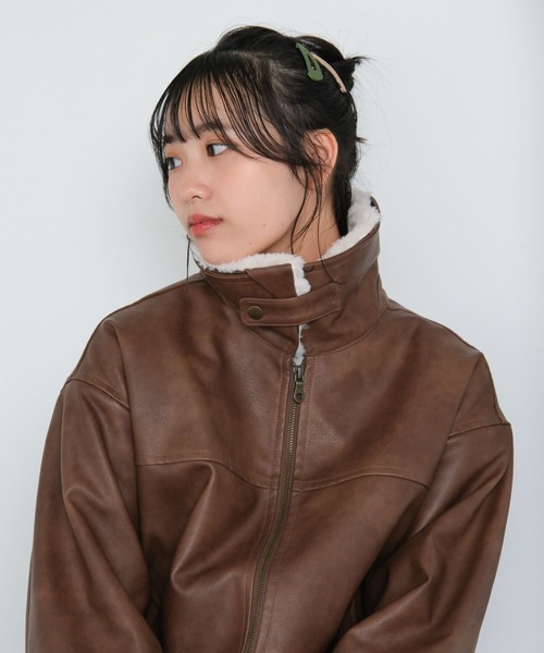 collab Ecoレザーヴィンテージブルゾン COELIE collab Ecoレザーヴィンテージブルゾン COELIE collab Eco