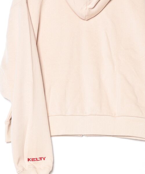 KELTY(ケルティ)の「ミニロゴクロップドジップパーカー(パーカー・レディース・杢グレー/ブラック/ホワイト/ネイビー/ベージュ・FREE)」の6枚目の写真