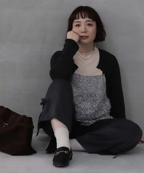 leswel（レスウェル）の「【L～5L 大きいサイズ】テープヤーンツイードキャミブラウス（シャツ/ブラウス・レディース・ホワイト×ブラック/クリーム・L/LL/3L/4L/5L）」の3枚目の写真
