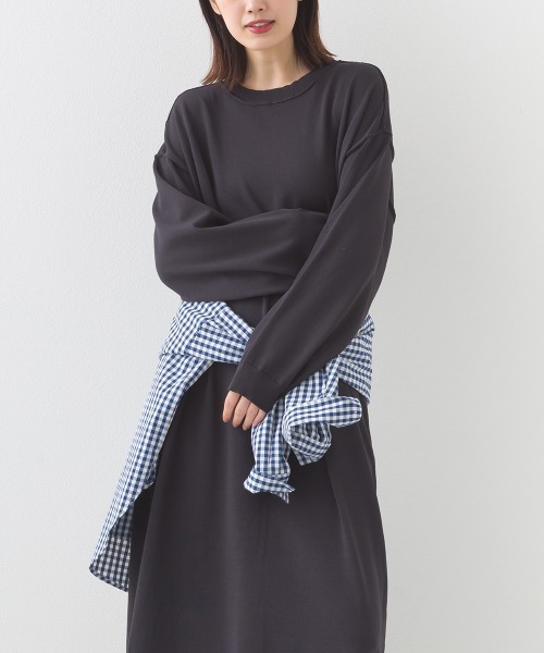 OMNES（オムネス）の「ハイゲージクルーネックリンキングニットロングワンピース（ワンピース・レディース・ダークグレー/レッド/ブラウン・FREE）」の22枚目の写真