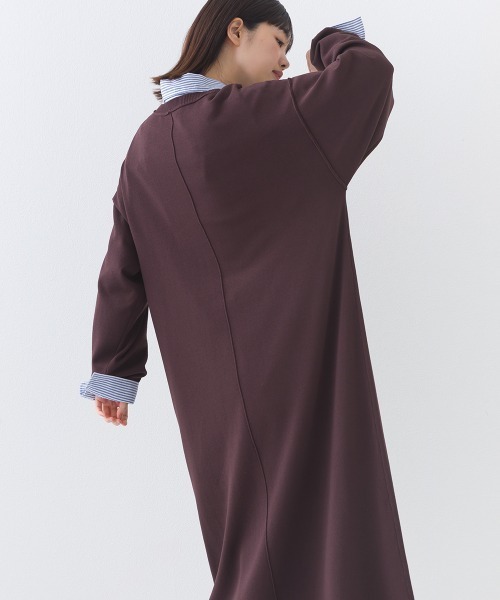 OMNES（オムネス）の「ハイゲージクルーネックリンキングニットロングワンピース（ワンピース・レディース・ダークグレー/レッド/ブラウン・FREE）」の6枚目の写真