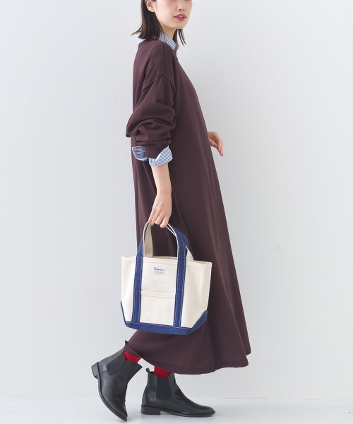 OMNES（オムネス）の「ハイゲージクルーネックリンキングニットロングワンピース（ワンピース・レディース・ダークグレー/レッド/ブラウン・FREE）」の7枚目の写真