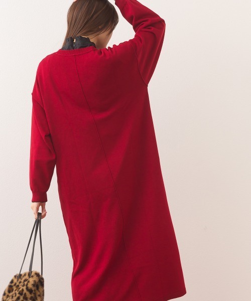 OMNES（オムネス）の「ハイゲージクルーネックリンキングニットロングワンピース（ワンピース・レディース・ダークグレー/レッド/ブラウン・FREE）」の10枚目の写真