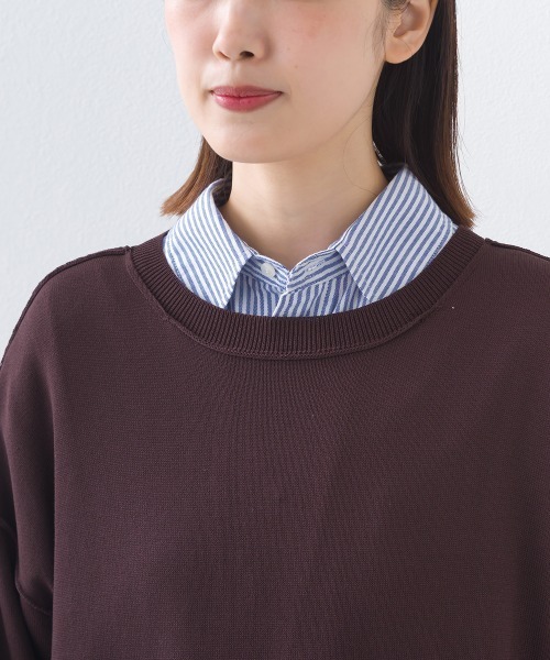 OMNES（オムネス）の「ハイゲージクルーネックリンキングニットロングワンピース（ワンピース・レディース・ダークグレー/レッド/ブラウン・FREE）」の13枚目の写真