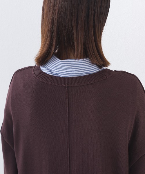 OMNES（オムネス）の「ハイゲージクルーネックリンキングニットロングワンピース（ワンピース・レディース・ダークグレー/レッド/ブラウン・FREE）」の14枚目の写真