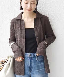 【WEB限定】〈手洗い可能〉ランダムブルーゼ シャツ カーディガン