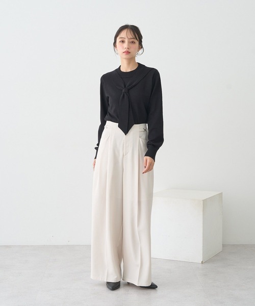 earth music&ecology(アースミュージックアンドエコロジー)の「ボウタイニットプルオーバー(ニット/セーター・レディース・その他7/ブラック/レッド・FREE)」の10枚目の写真