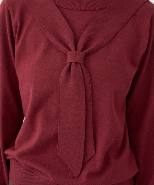 earth music&ecology(アースミュージックアンドエコロジー)の「ボウタイニットプルオーバー(ニット/セーター・レディース・その他7/ブラック/レッド・FREE)」の22枚目の写真