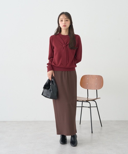 earth music&ecology(アースミュージックアンドエコロジー)の「ボウタイニットプルオーバー(ニット/セーター・レディース・その他7/ブラック/レッド・FREE)」の15枚目の写真