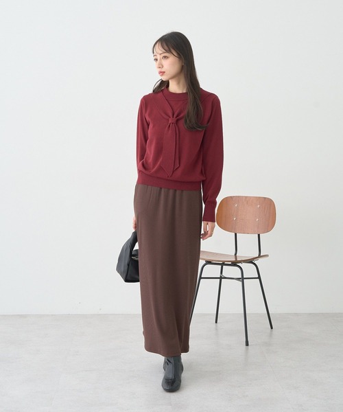 earth music&ecology(アースミュージックアンドエコロジー)の「ボウタイニットプルオーバー(ニット/セーター・レディース・その他7/ブラック/レッド・FREE)」の16枚目の写真