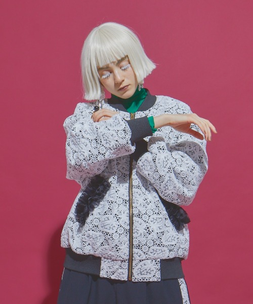 manana suerte（マニャーナスエルテ）の「SPECIAL EDITION レースZIPブルゾン（ブルゾン・レディース・ブラック×ホワイト・FREE）」の2枚目の写真