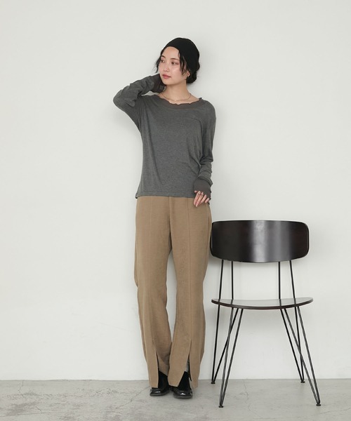 トップス syy forksy.】シアー切り替えメローロングTシャツ forksy.│MONO