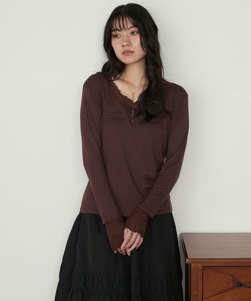forksy.】シアー切り替えメローロングTシャツ forksy.│MONO