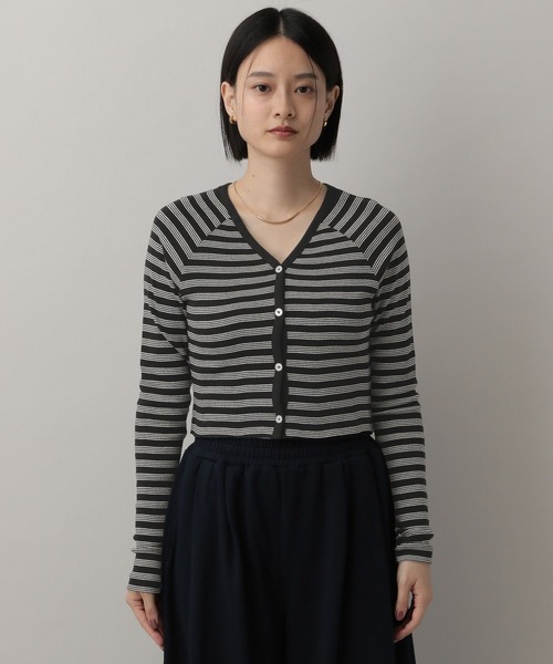 A part by(アパートバイ)の「【別注】millerボーダーVネックカーディガン(Tシャツ/カットソー・レディース・ブラウン/ネイビー/ブラック・FREE)」の9枚目の写真