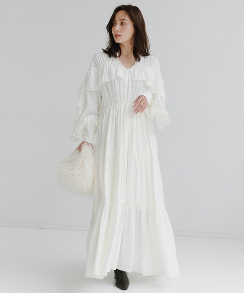 セール】リンクルラッフルワンピース（ワンピース）｜anuans（ア