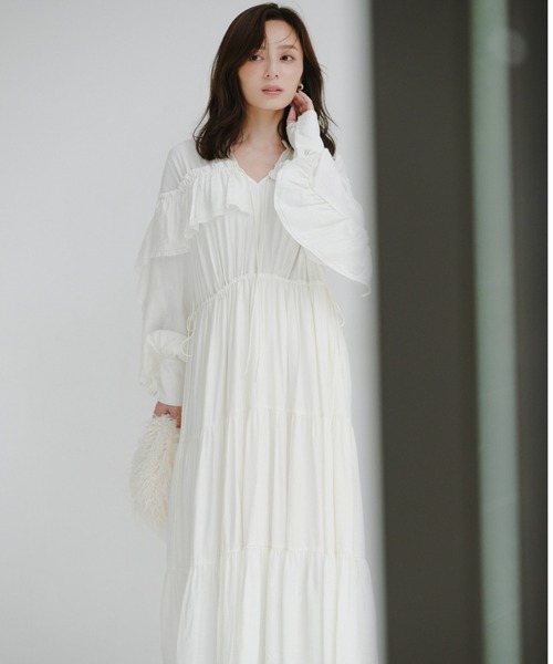 セール】リンクルラッフルワンピース（ワンピース）｜anuans（ア