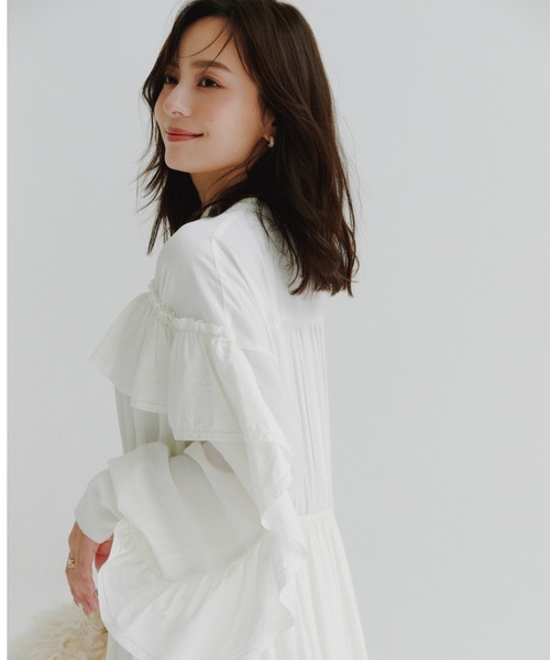 セール】リンクルラッフルワンピース（ワンピース）｜anuans（ア